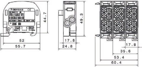 Blok rozdzielczy odgałęźny SCB 25 Al/Cu 80110 SIMBLOCK, brązowy 81501015