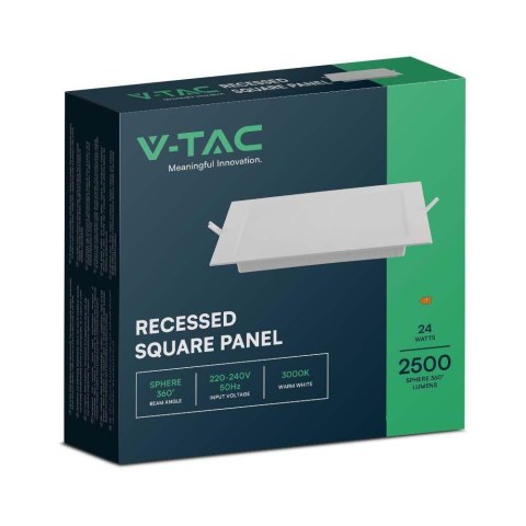 Panel LED V-TAC wpuszczany premium downlight 24W kwadrat 300x300 VT-61024 4000K 2640lm