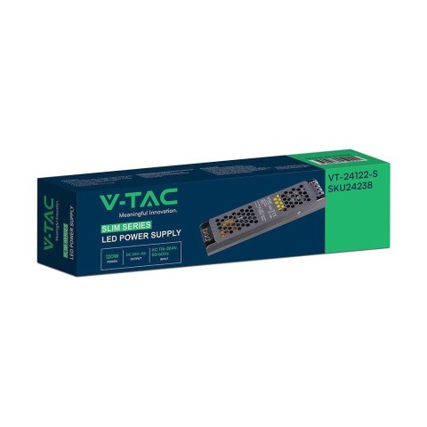 Zasilacz do LED modułowy montażowy SLIM V-TAC 120W 24V 5A IP20 filtr EMI VT-24122-S