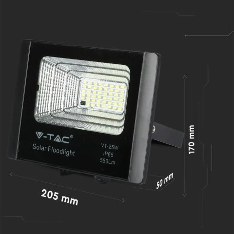 Naświetlacz LED solarny V-TAC 12W czarny IP65 pilot timer VT-25W 4000K 550lm