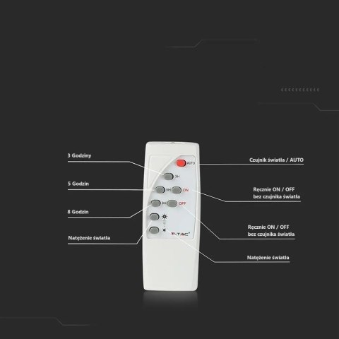 Naświetlacz LED solarny V-TAC 35W czarny IP65 pilot timer VT-100W 4000K 2450lm