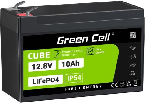 AKUMULATOR LITOWO-ŻELAZOWO-FOSFORANOWY LiFePO4 Green Cell Cube 12.8V 10Ah LFPGC12V10AH