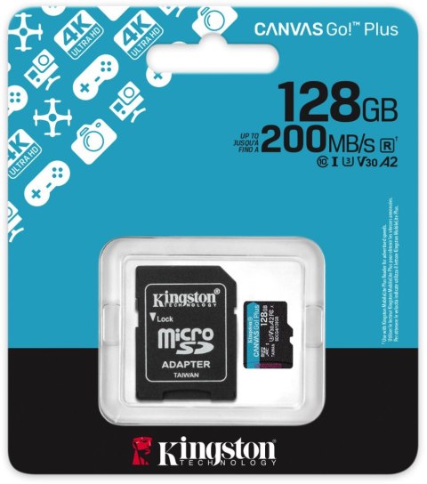 Karta pamięci microSD 128GB Kingston CanvasGo! Plus 200MB/s A2 U3 V30 + adapter
