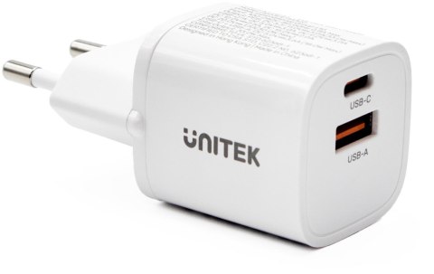 Unitek Ładowarka sieciowa 1x USB-A 1x USB-C QC PC 3.0 33W biała
