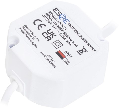 ZASILACZ IMPULSOWY DOPUSZKOWY HERMETYCZNY ESPE LP-3024 24V/30W/1.25A