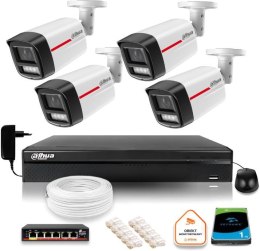 Zestaw monitoringu IP DAHUA 4 kamery zewnętrzne WizColor 2K 4MPx 50m