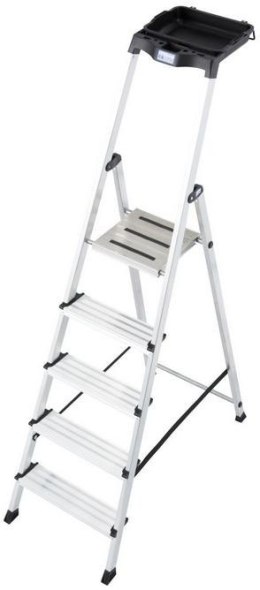 Drabina aluminiowa jednostronna Krause SECURY MultiGrip 1x5 z półką 126535