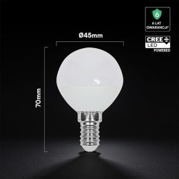 Żarówka LED V-TAC CREE CHIP 3,7W E14 kulka P45 VT-1819 6500K 320lm 6 lat gwarancji