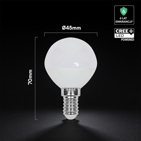 Żarówka LED V-TAC CREE CHIP 3,7W E14 kulka P45 VT-1819 6500K 320lm 6 lat gwarancji