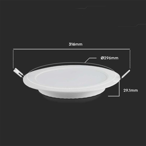 Panel LED V-TAC wpuszczany premium downlight 24W okrągły fi300 VT-61024 4000K 2640lm