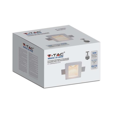 Oprawa gipsowa V-TAC GU10 kinkiet ścienny kwadrat 120x120 VT-11009 3 lata gwarancji
