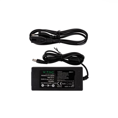 Zasilacz LED V-TAC 78W 24V 3.5A IP44 desktop filtr EMI VT-22078