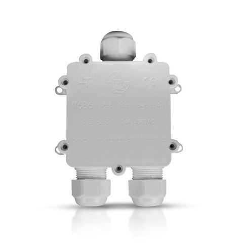 Puszka złączka mufa hermetyczna 4x5Pin biała trójnik 0.5-2,5mm2 średnica przewodu 8-12mm IP68 V-TAC VT-870