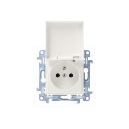 KONTAKT SIMON 10 MODUŁ BIAŁY GNIAZDO 1X Z/U Z KLAPKĄ BIAŁĄ IP44 ZACISKI SPRĘŻYNOWE 16A 250V