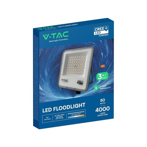 Naświetlacz LED V-TAC CREE CHIP 50W LED 3w1 CCT VT-44058CCT 3000K-4000K-6500K 4000lm 6 lat gwarancji