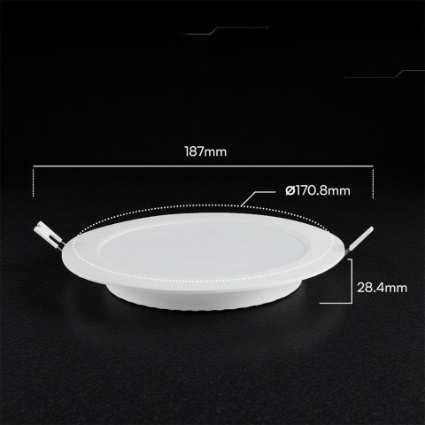 Panel wpuszczany downlight V-TAC 12W LED CREE CHIP okrągły 170x28mm VT-61012CCT 3000K-4000K-6500K 1320lm 6 lat gwarancji