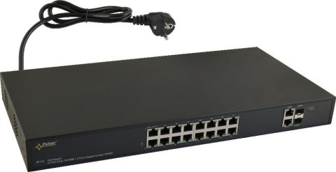 SWITCH POE PULSAR SF116 16-PORTÓW (16xPoE + 2xUPLINK/2xSFP UPLINK)