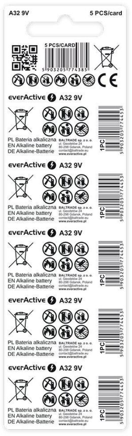 Bateria A32 / 32A everActive 9V (blister 5 szt.)
