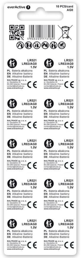 Bateria AG0 / G0 / LR63 / LR521 everActive 1,5V (blister 10 szt.)