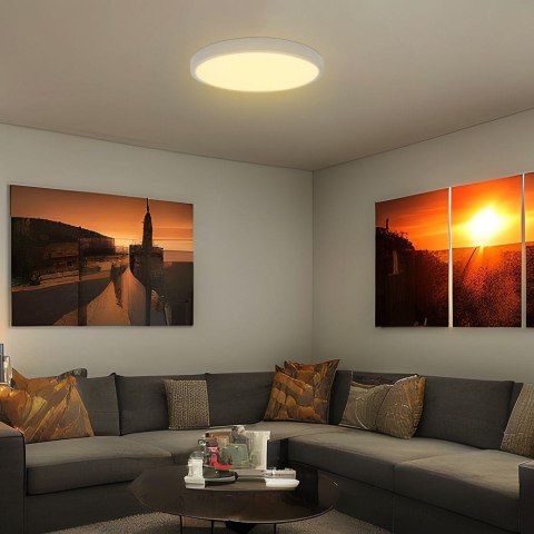 Oprawa sufitowa plafoniera V-TAC 24W LED SAMSUNG CHIP okrągły 35cm natynkowy pilot czujnik ruchu IP44 biały VT-8624S 4000K 2500l