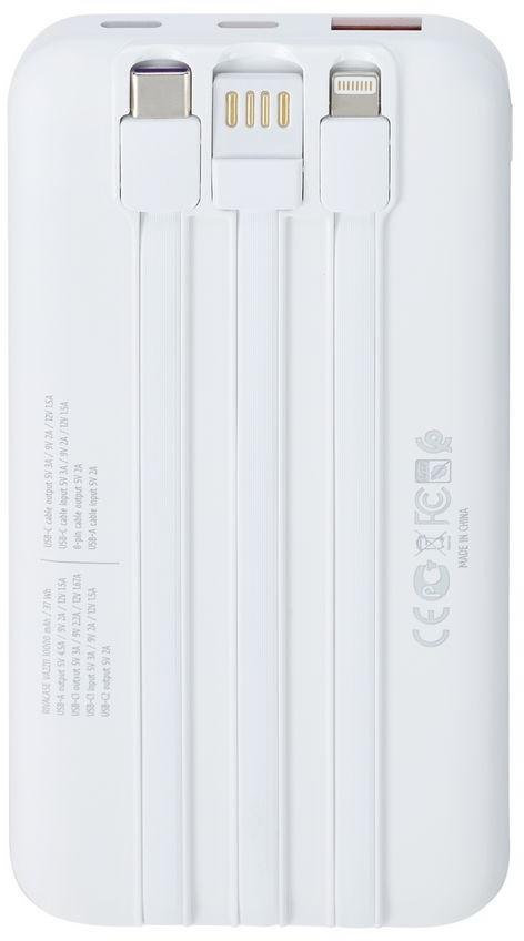Powerbank Rivacase 10000mAh 22.5W PD 2x USB-C 1x USB-A VA2211 biały + kabel USB-C i Lightning