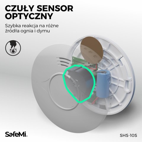 SAFEMI Czujnik dymu - WiFi - Gwarancja 3 lata SHS-10W