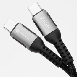 KABEL USB-C / USB-C Forcell F-Energy Cafule 300 cm 240 W 5A PD QC 4.0 CZARNY W OPLOCIE