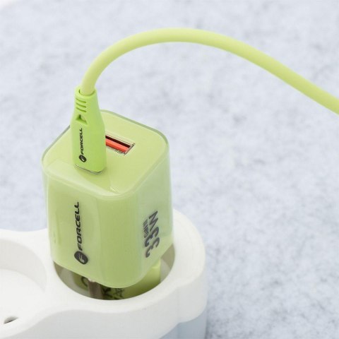 ŁADOWARKA SIECIOWA Forcell F-Energy GaN III VT-41 33 W 1x USB-C 1x USB-A PD 3.0 QC 4.0 ZIELONA
