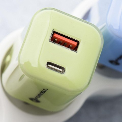 ŁADOWARKA SIECIOWA Forcell F-Energy GaN III VT-41 33 W 1x USB-C 1x USB-A PD 3.0 QC 4.0 ZIELONA