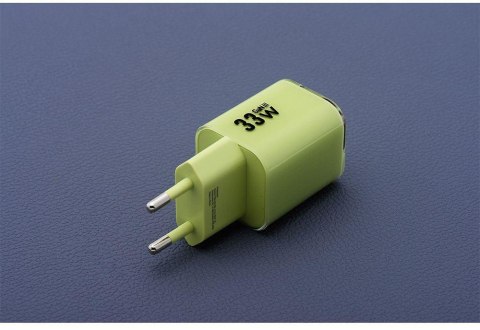 ŁADOWARKA SIECIOWA Forcell F-Energy GaN III VT-41 33 W 1x USB-C 1x USB-A PD 3.0 QC 4.0 ZIELONA