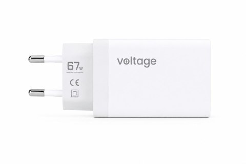 Ładowarka sieciowa Voltage GaN Charger 67W PD 3.0 QC 3.0 USB-A 2x USB-C biała