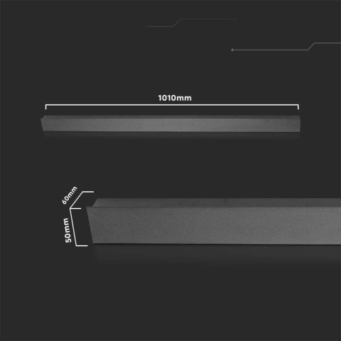 Oprawa ścienna elewacyjna LED linia V-TAC 16W IP65 czarna 100cm VT-1176 4000K 2250lm