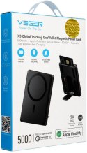 Powerbank Veger GeoWallet Tracker X5 5000 mAh 20 W PD QC 3.0 MFi MagSafe USB-C czarny