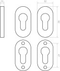 Szyld do zamka PSG 63.453 owalny, 62 x 32mm, nierdzewny