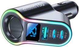 Joyroom szybka ładowarka samochodowa 4w1 USB-A QC3.0 / 2xUSB-C PD 150W czarna