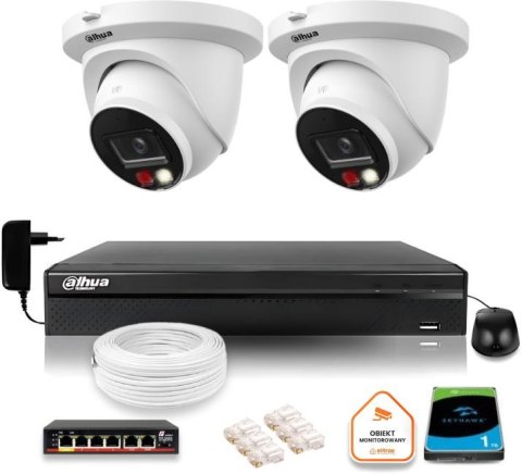 Zestaw monitoringu IP Dahua 8mpx 4K 2 kamery IPC-HDW2849TM-S-IL z dyskiem