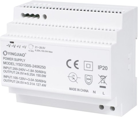 ZASILACZ IMPULSOWY NA SZYNĘ DIN YINGJIAO YSD150S-24006250 24V/150W/6,25A